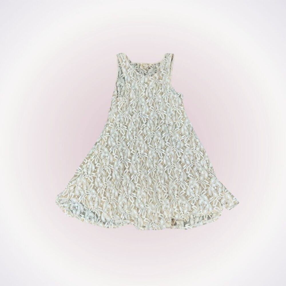 Free People Tan Neutral Sheer Skater Style Dress | Sz M
